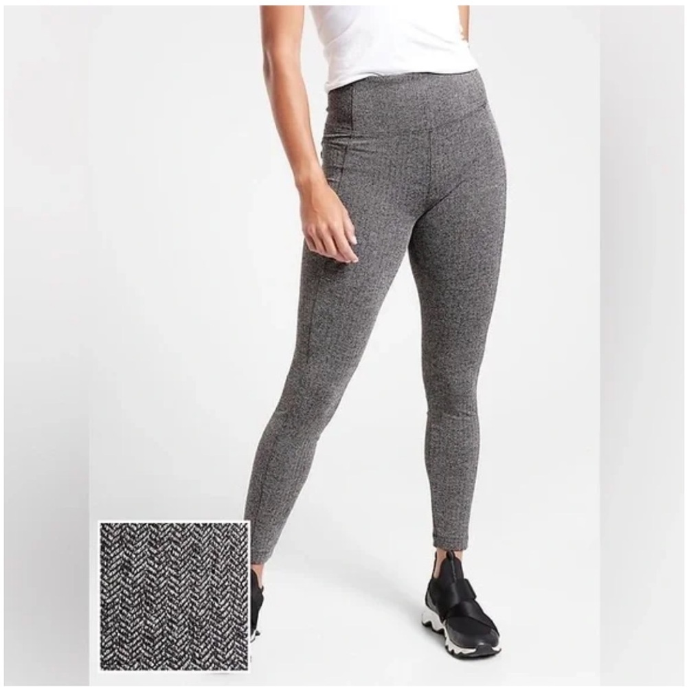 Athleta Delancey Herringbone Tight Leggings, Black /Abalone Grey Size: Small - Picture 7 of 7
